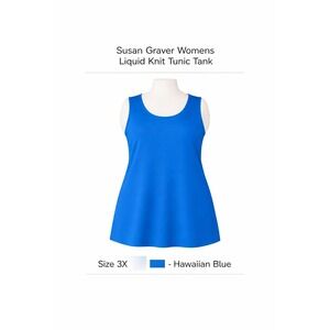 Susan Graver Modern Essentials Liquid Knit Tunic Tank Hawaiian Blue Womens 3X